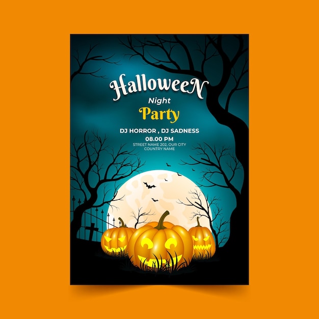 Realistic Halloween Vertical Poster Template – Free Download