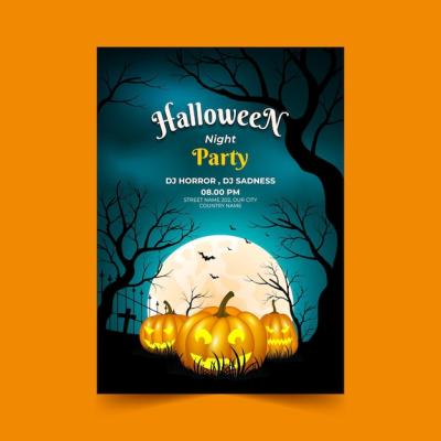 Realistic Halloween Vertical Poster Template – Free Download