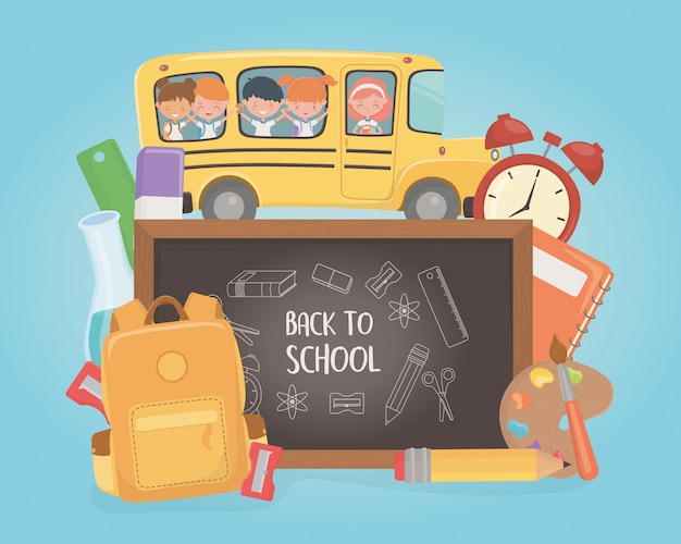 Group of Kids and Supplies on a School Bus – Free Stock Photo for Download