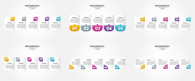 5 Steps Infographics Vector Illustration Set for Advertising Brochures and Flyers – Free Download