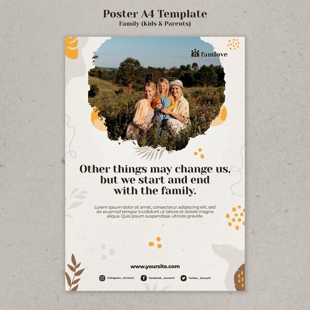 Family Poster Design Template Featuring Parents and Kids – Free Download