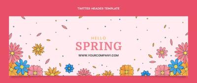 Hand Drawn Spring Twitter Header – Free Download