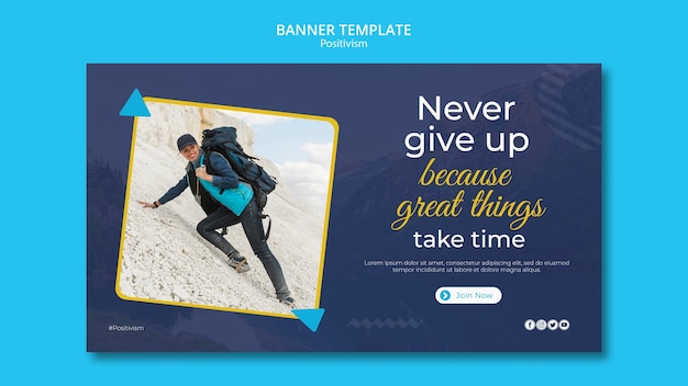 Horizontal Banner Template for Staying Positive – Free Download