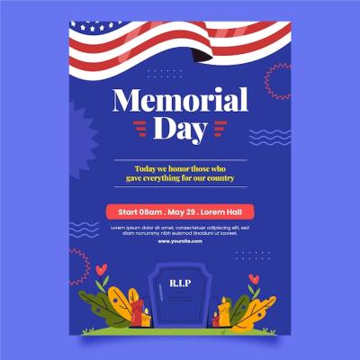 Flat Vertical Poster Template for USA Memorial Day Celebration – Download Free Stock Photo