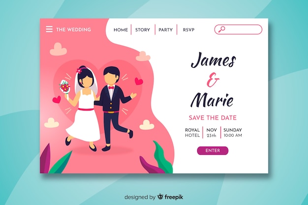 Colorful Wedding Landing Page – Free Download