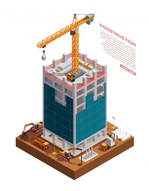 Isometric Building Construction Vector Template – Free Download