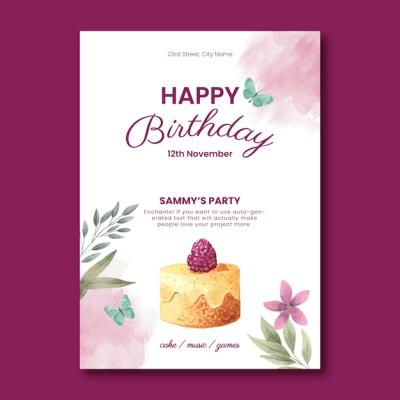 Watercolor Birthday Celebration Invitation – Free Download