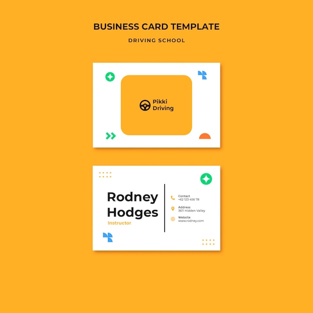 Horizontal Business Card Template for Driving School – Free Download