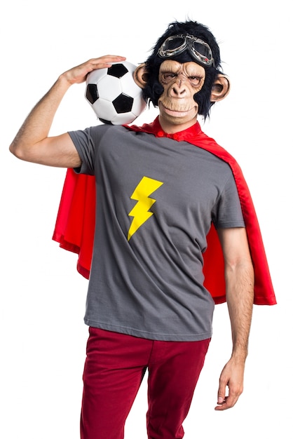 Superhero Monkey Man with Soccer Ball – Free to Download