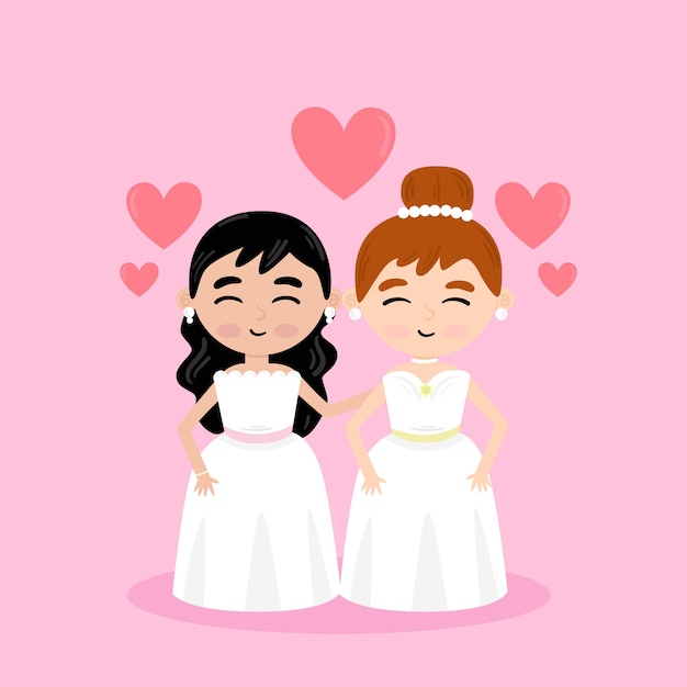 Gay Wedding Couple Vector Template – Free Download