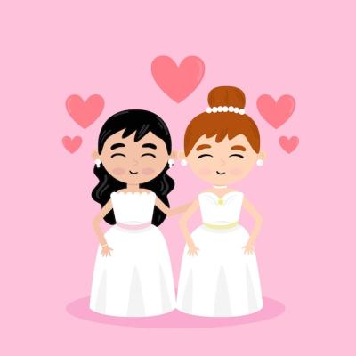 Gay Wedding Couple Vector Template – Free Download