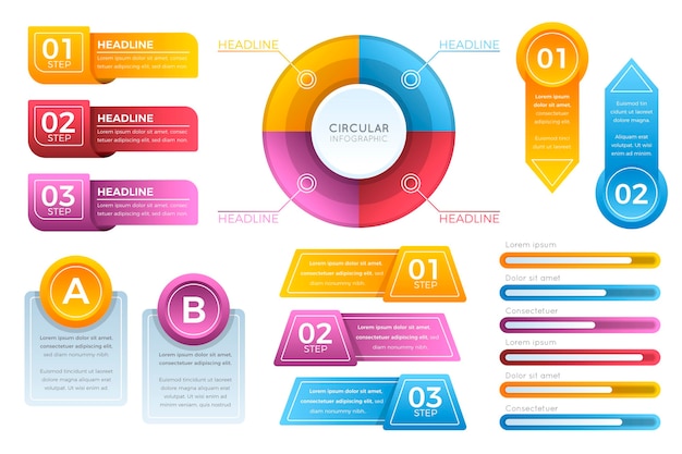 Gradient Infographic Element Collection – Free Download