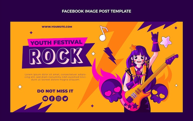 Colorful Hand-Drawn Music Festival Facebook Post – Free Download