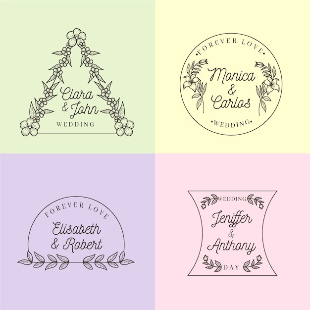 Colorful Minimalist Wedding Monograms in Pastel Colors – Free Download