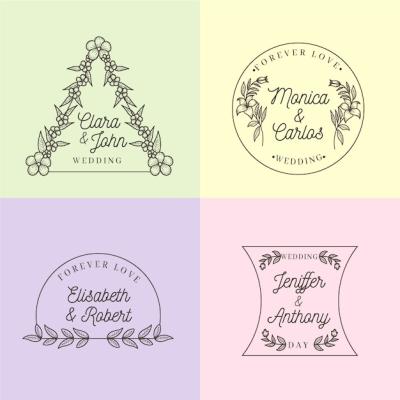 Colorful Minimalist Wedding Monograms in Pastel Colors – Free Download