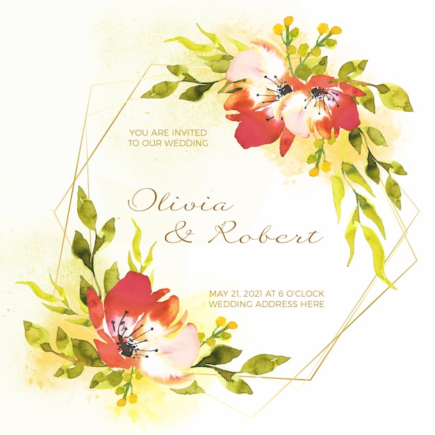 Wedding Floral Frame Invitation Concept – Free to Download