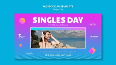 Gradient Singles Day Template Design – Download Free Stock Photo