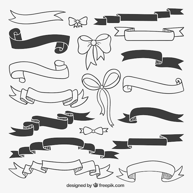 Hand Drawn Retro Ribbons – Free Download for Stock Photos