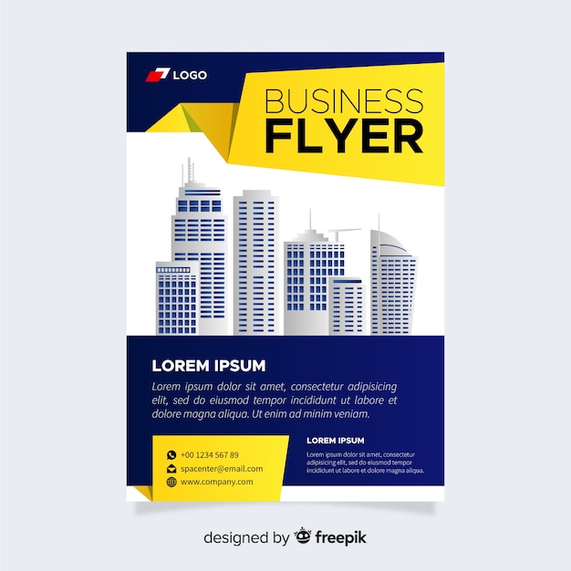 Modern Business Flyer Template with Flat Design – Free Download