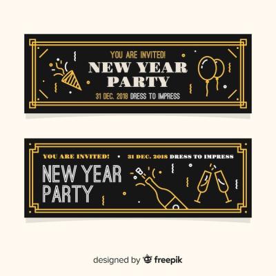 Vintage New Year Party Banner – Free Download, Free Stock Photo