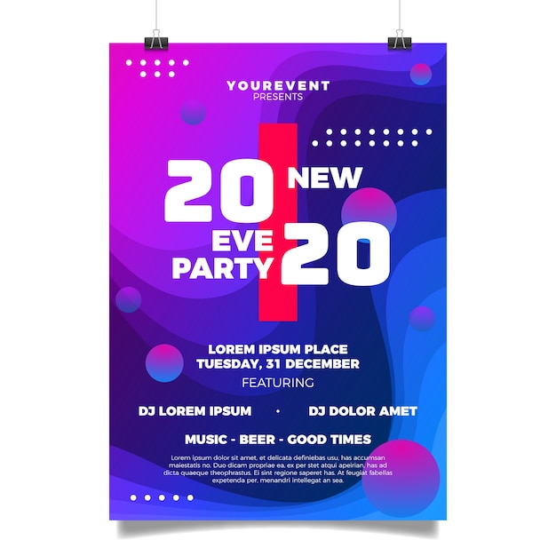 Abstract New Year 2020 Party Poster Template – Free to Download