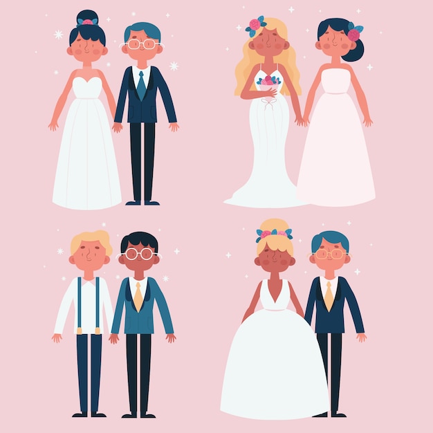 Wedding Couples Illustration Concept – Free Download