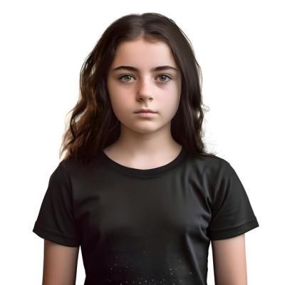 3D Digital Render of a Teenage Girl in Black T-Shirt on White Background – Free Download