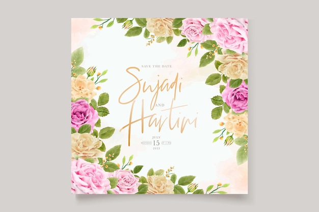 Roses and Peonies Wedding Card Set – Free Download