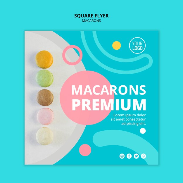 Tasty Macarons Premium Square Flyer – Free Download