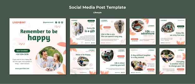 Happy Lifestyle Instagram Posts Design Template – Free Download