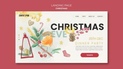 Watercolor Christmas Landing Page Template – Free Download