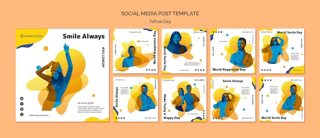 Yellow Happy Day Social Media Post Template – Free Download