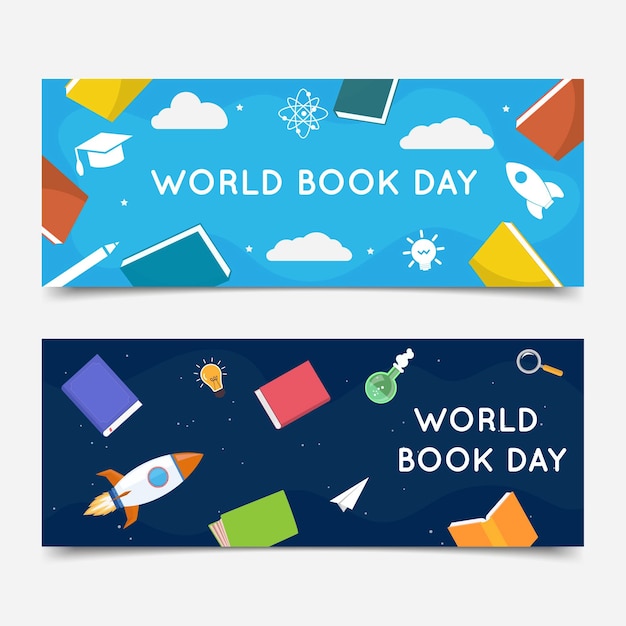 Flat World Book Day Banners Set – Free Download