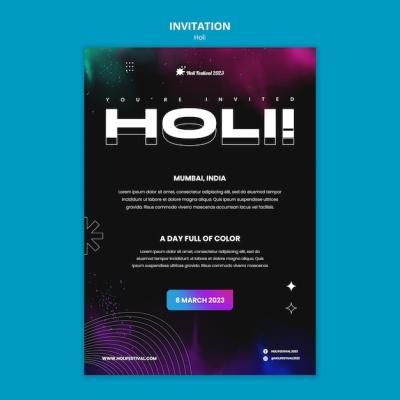 Holi Festival Celebration Invitation Template – Free Download