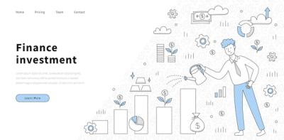 Finance Investment Doodle Concept Featuring Growing Wealth and Money Growth – Free Download