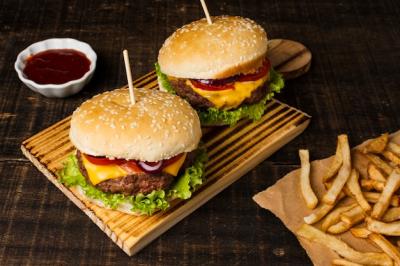 High Angle View of Burgers and Fries – Free to Download