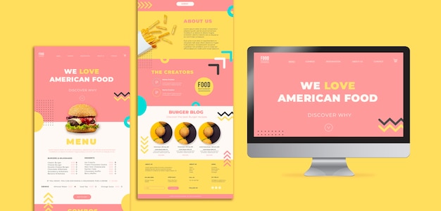 American Food Web Template Featuring Delicious Burgers – Free Download