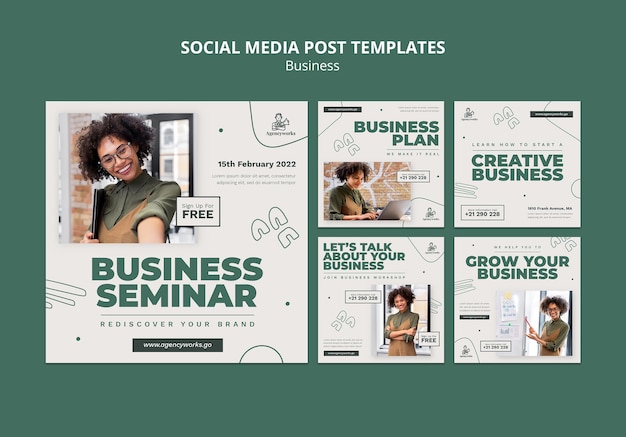 Engaging Business Seminar Social Media Post Templates – Free Download