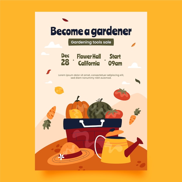 Hand Drawn Gardening Offer Poster – Free Download