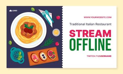 Flat Twitch Background for Italian Food Restaurant – Free Download