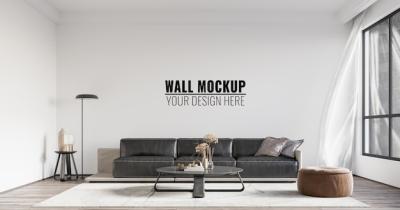 Stunning Interior Living Room Wall Mockup – Free to Download