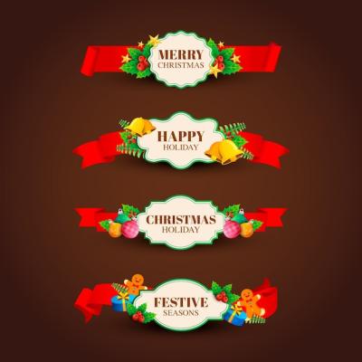 Christmas Ribbon Collection in Flat Design – Free to Download