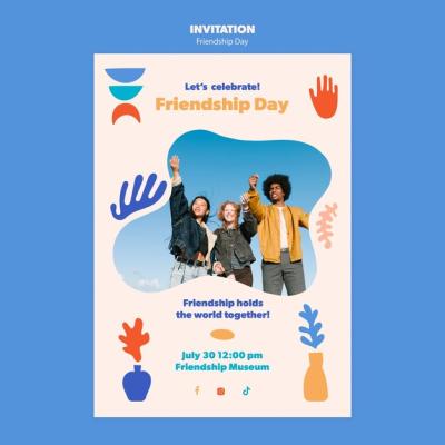 Friendship Day Celebration Invitation Template – Download Free Stock Photo