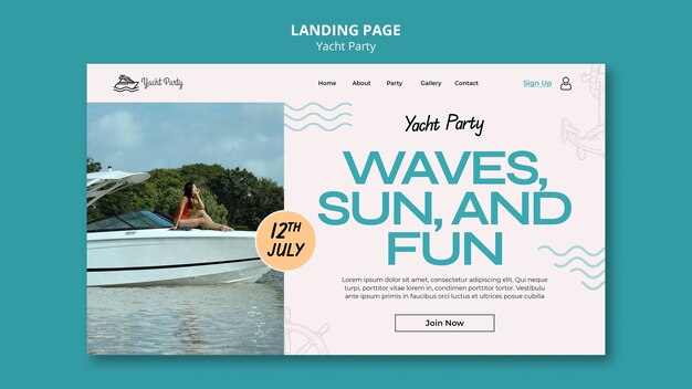 Luxurious Yacht Party Celebration Landing Page Template – Free Download