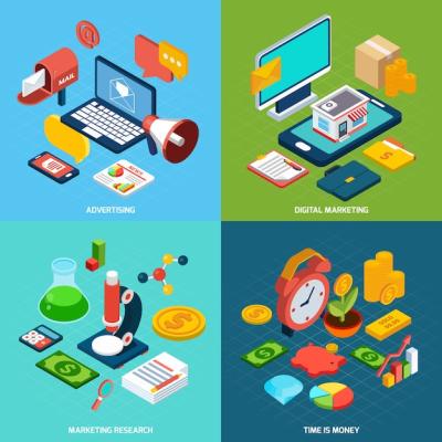 Digital Marketing Isometric Vector Templates – Free Download