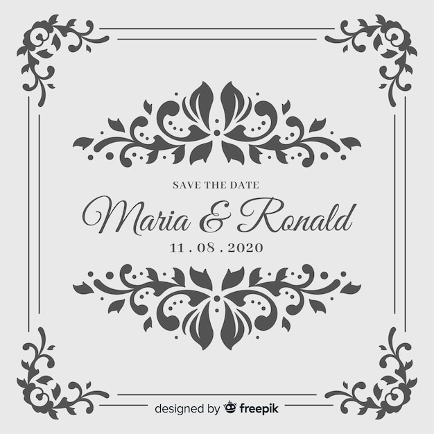 Ornamental Save the Date Wedding Invitation – Free Download