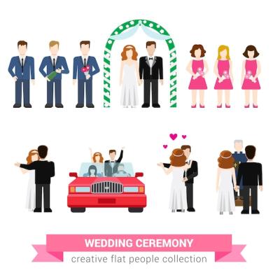 Newlywed Dance Celebration Vector Illustrations – Free Download