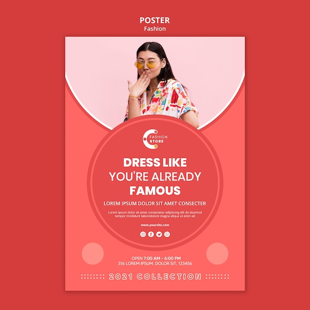 Fashion Poster Template Featuring Woman Photo – Free Download