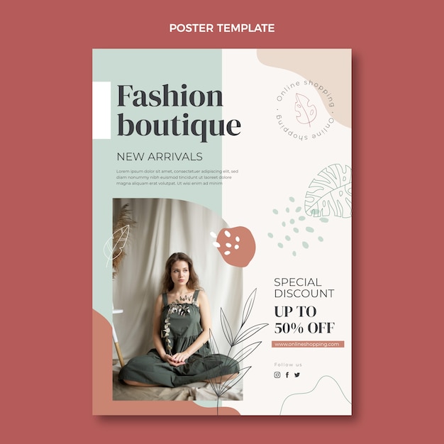 Flat Design Minimal Boutique Poster Template – Free Download