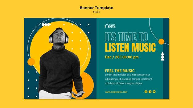 Horizontal Banner Template for Enjoying Music – Free Download